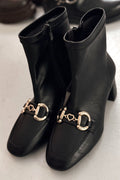 Daniwyo Black Faux Leather Stretch Women's Boots