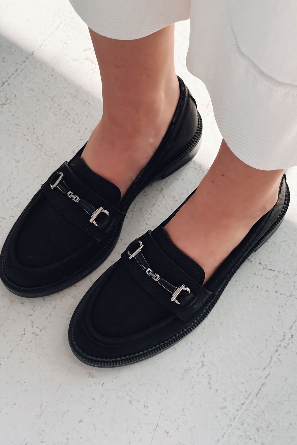 Torja Black Nubuck Women's Loafers