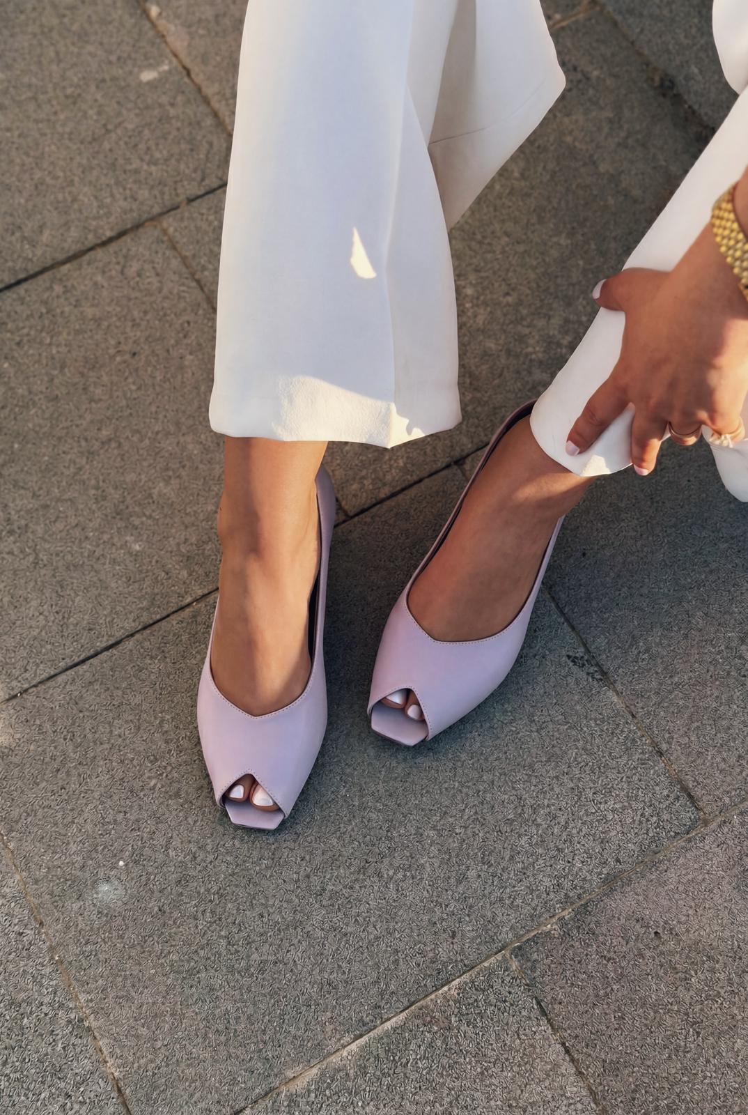 Norvion Lilac Genuine Leather Faux Leather Women's Pumps