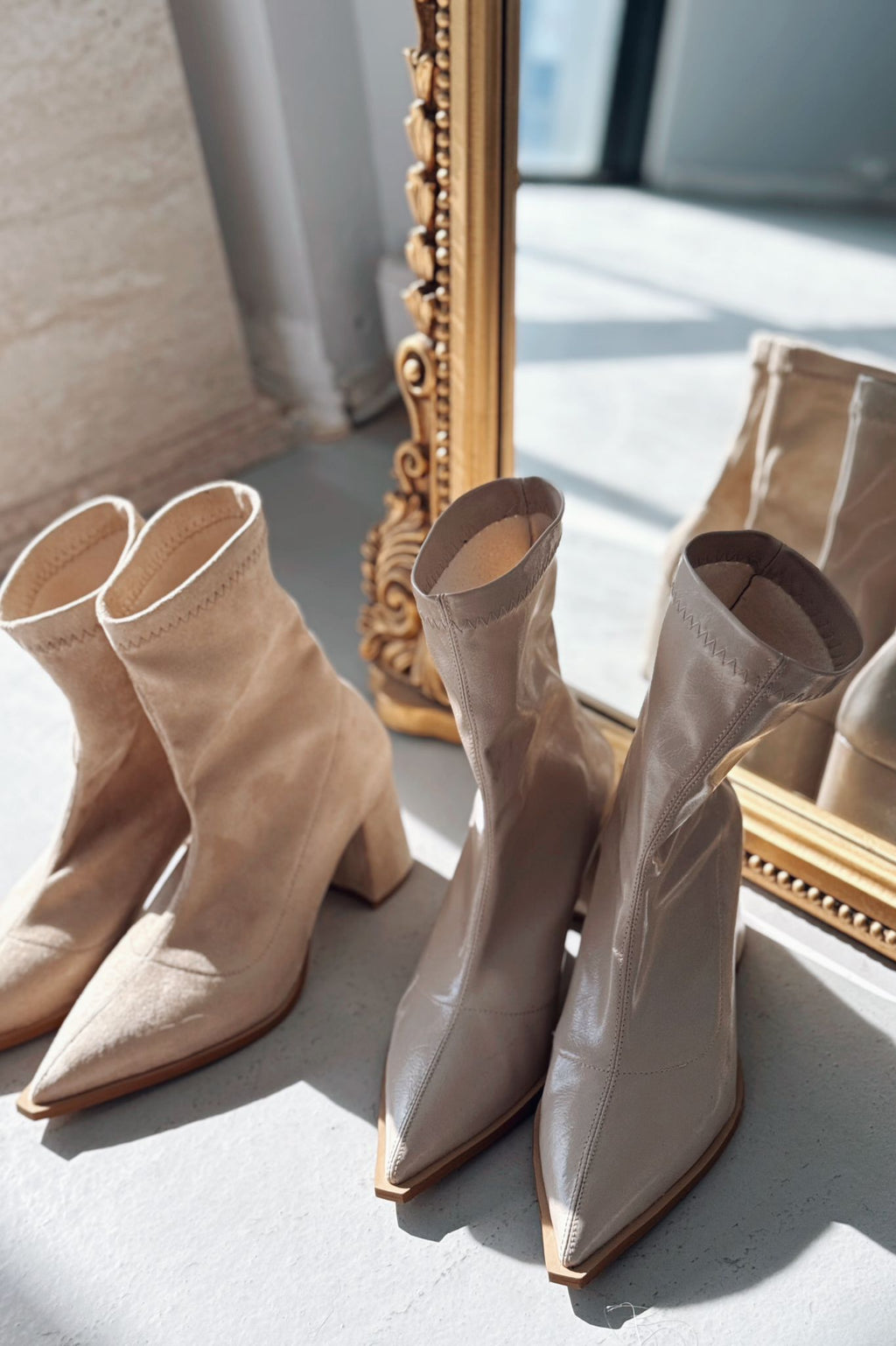 Caryne Beige Suede Women's Stretch Pumps Boots
