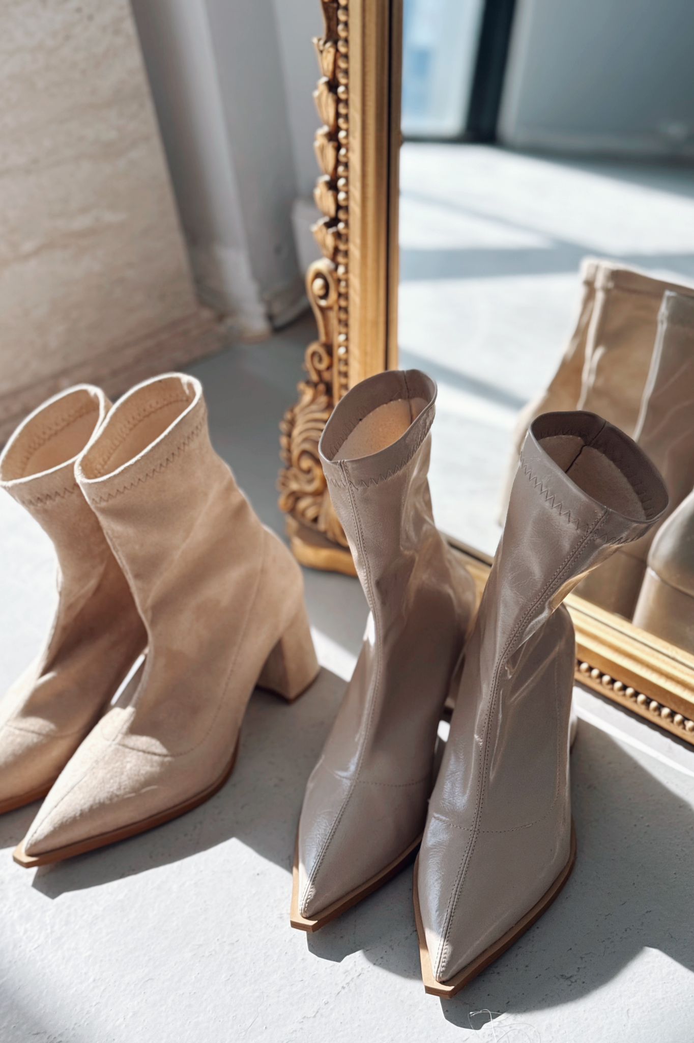 Caryne Beige Suede Women's Stretch Pumps Boots