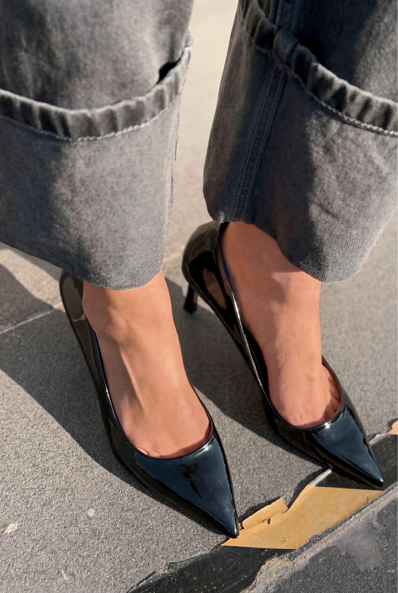 Delvion Black Patent Faux Leather Women's Stilettos