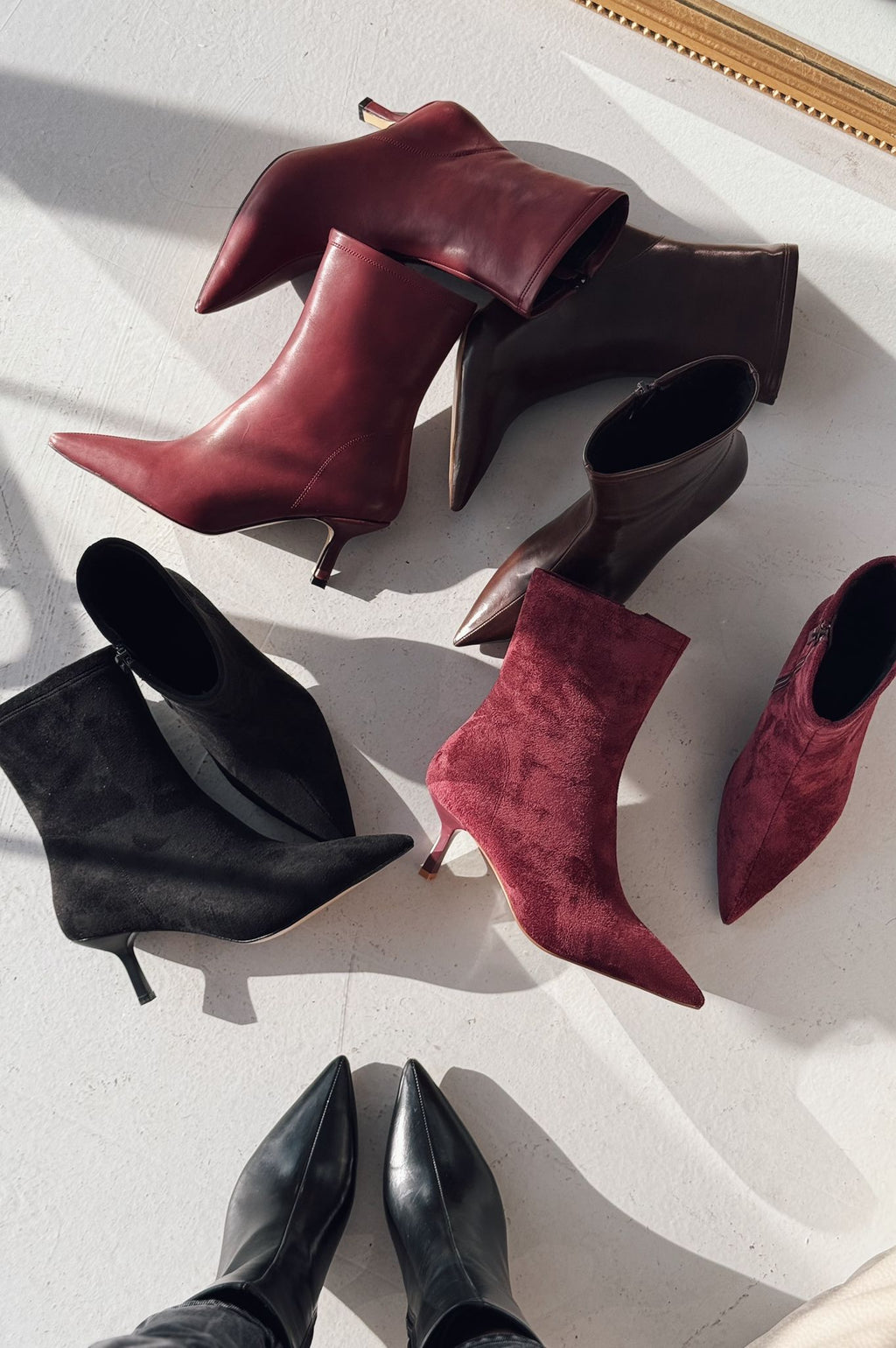 Orvex Women's Burgundy Faux Leather Stiletto Heel Boots