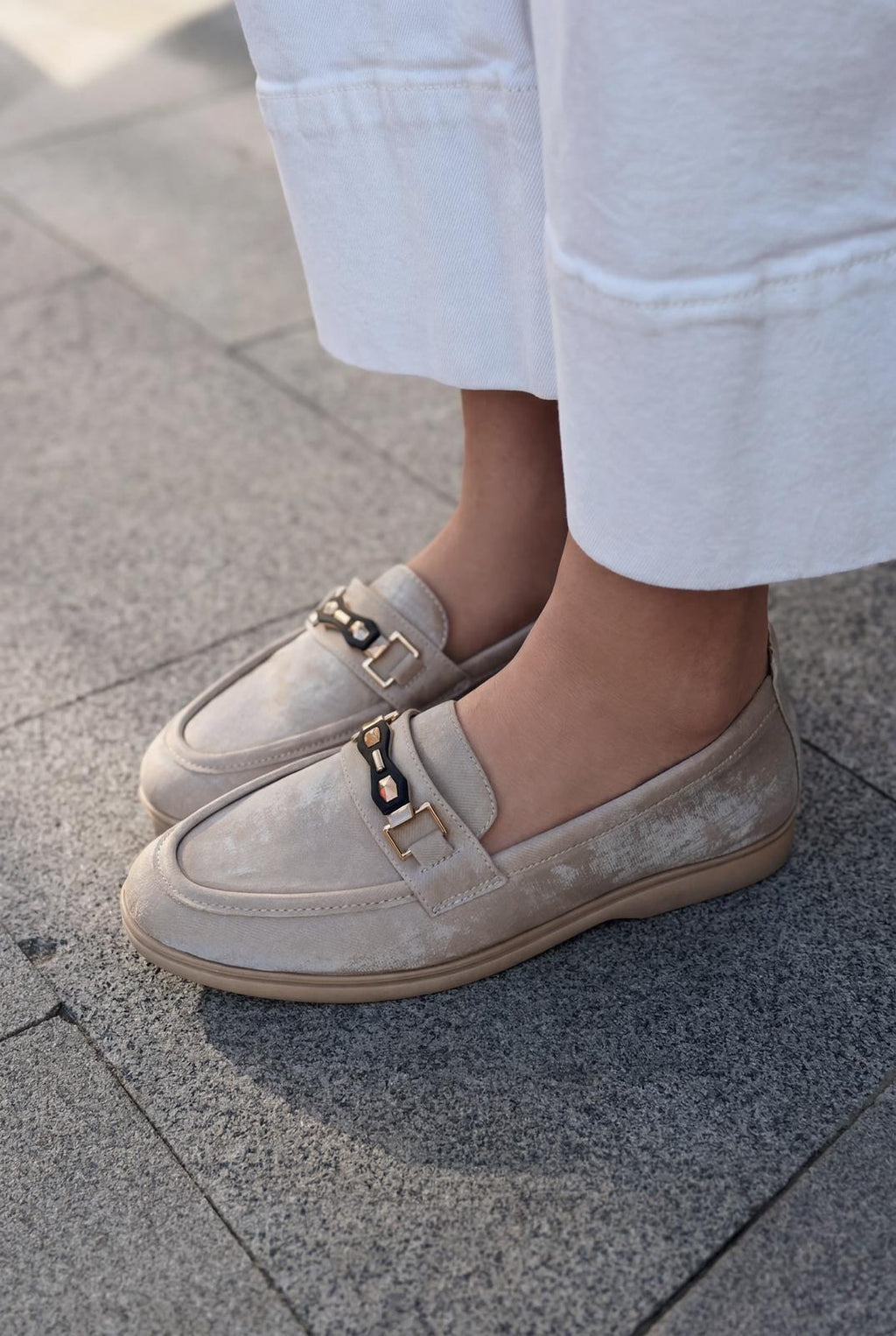Toler Beige Satin Women's Loafers