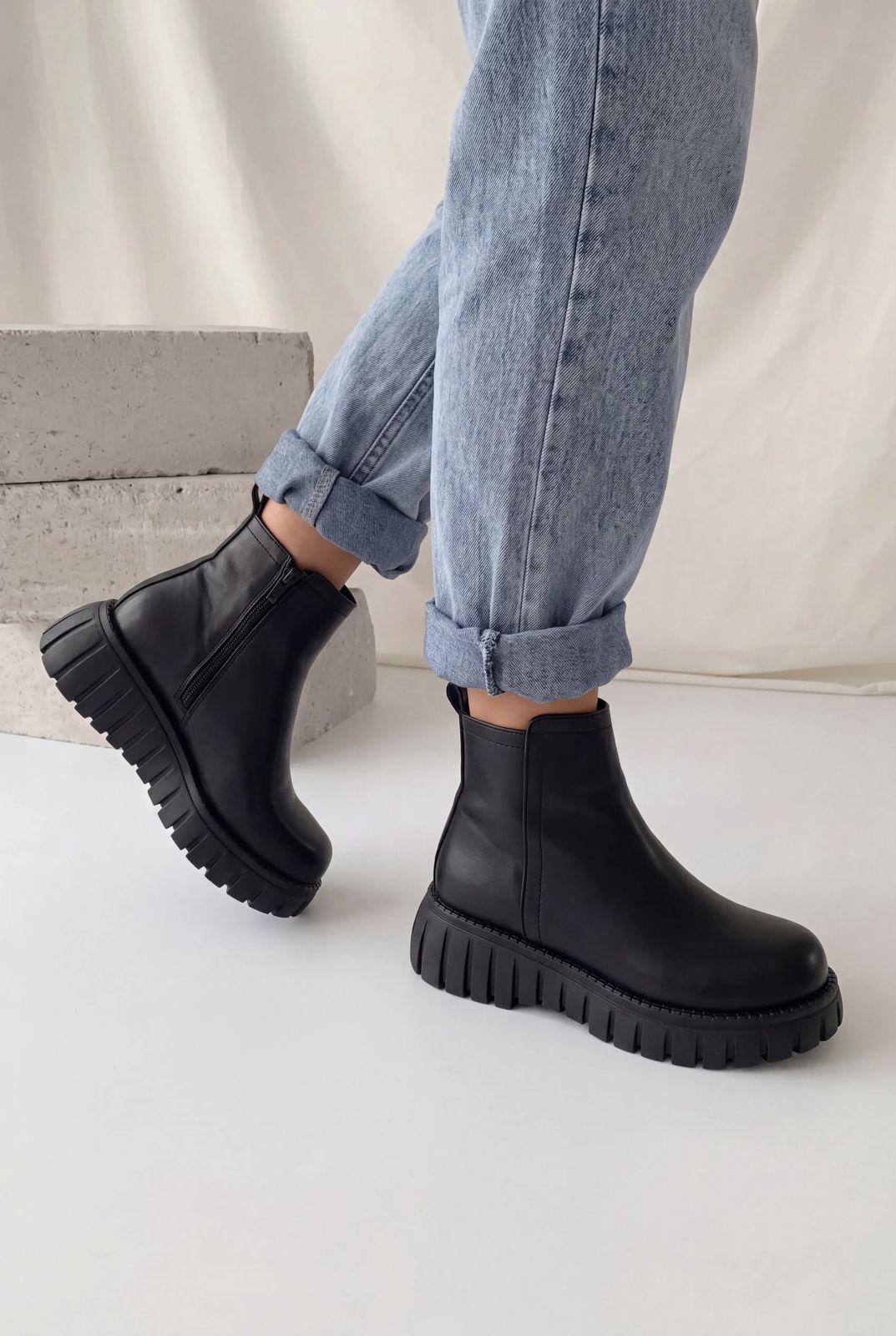 Velarise Black Faux Leather Women's Boots