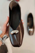 Tormel Dark Brown Faux Leather Women's Flats