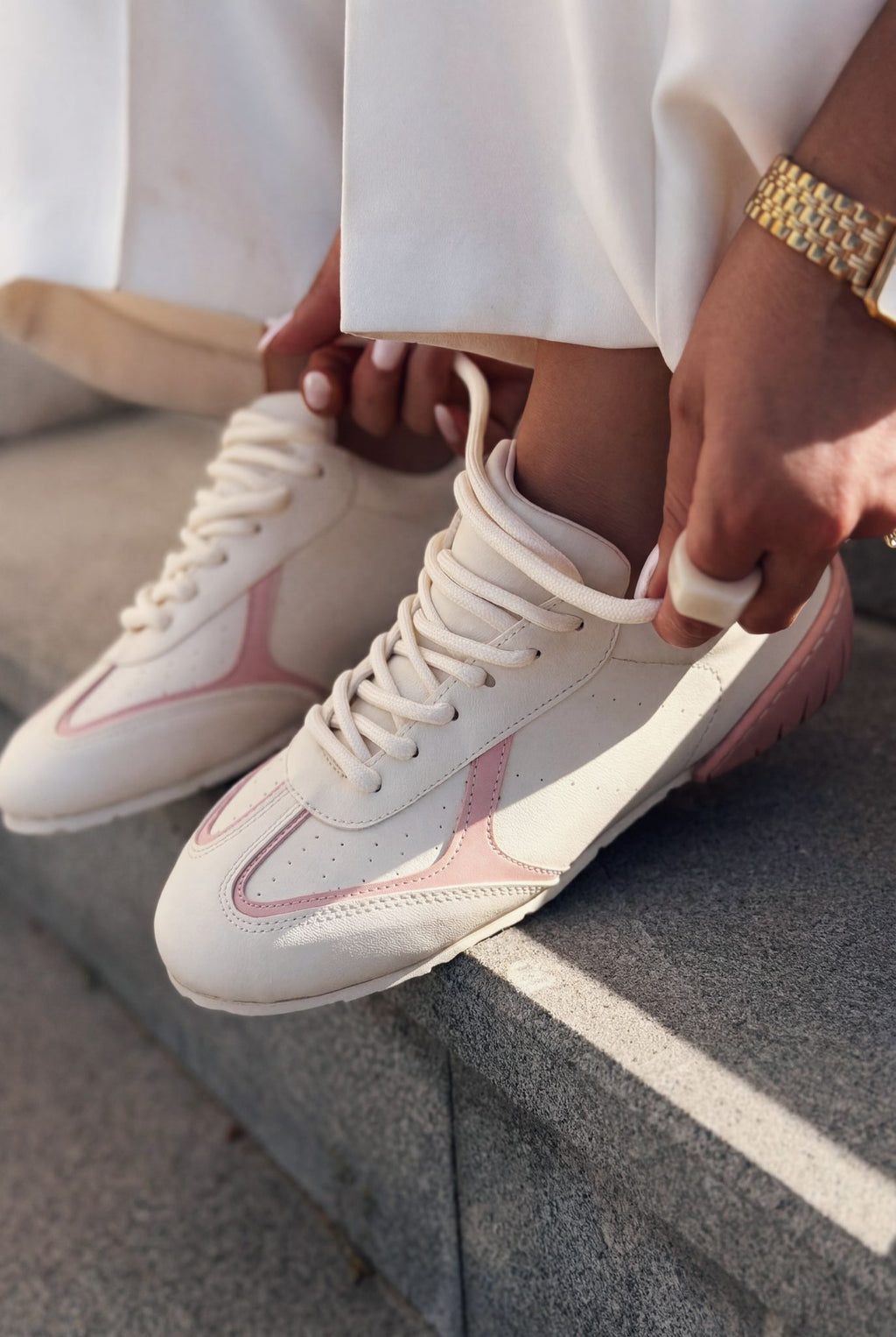 Rosven Pink Faux Leather Women's Sneakers