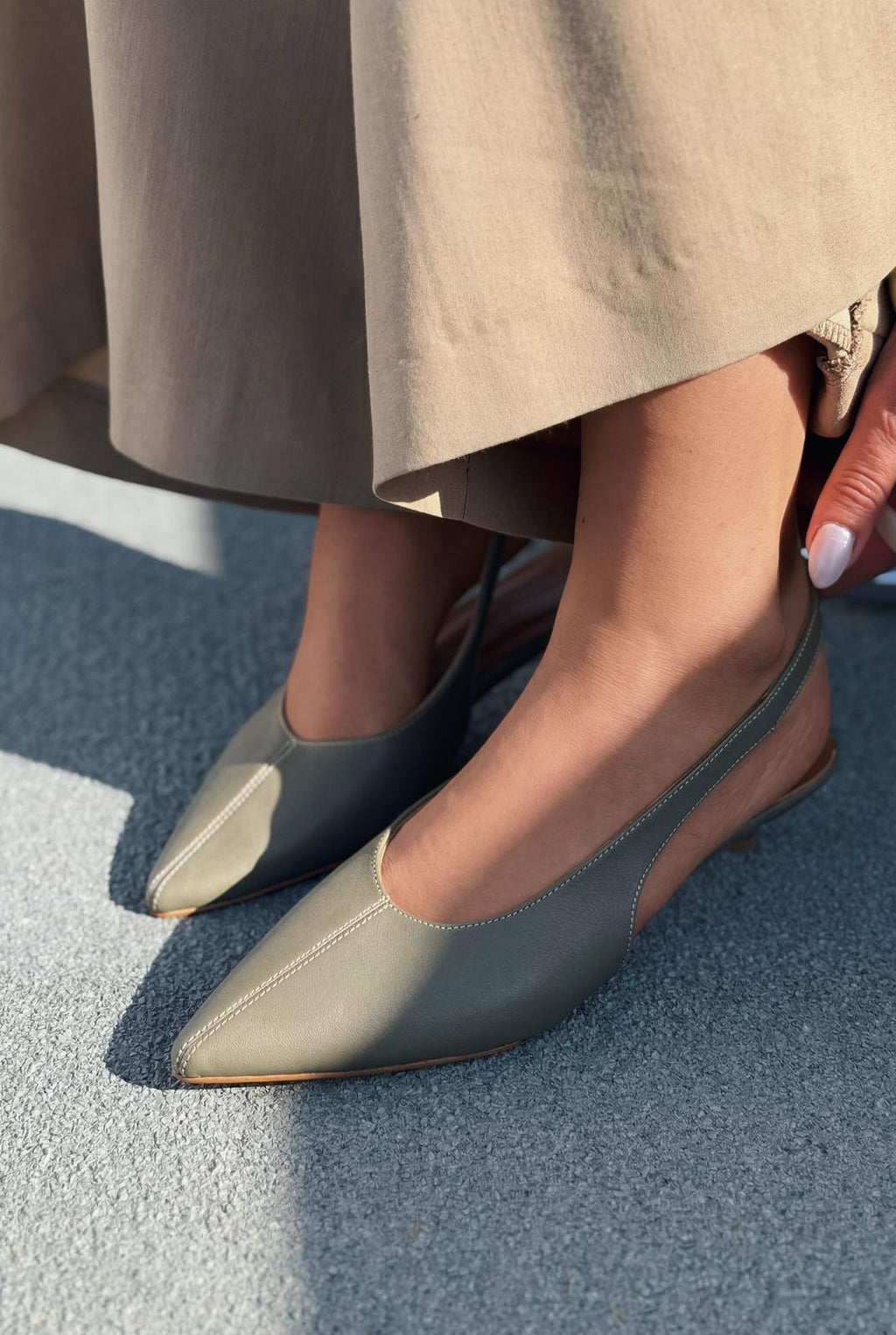 Selor Khaki Faux Leather Women's Stilettos