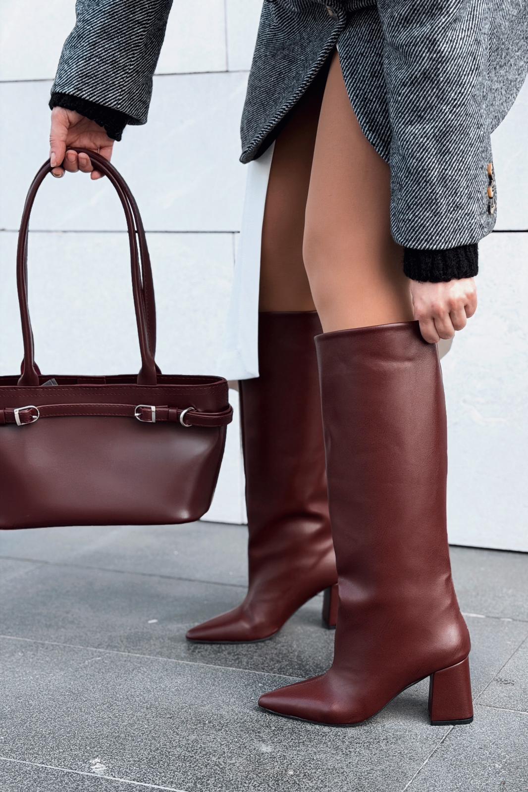 Aurin Shoulder Bag Burgundy Faux Leather
