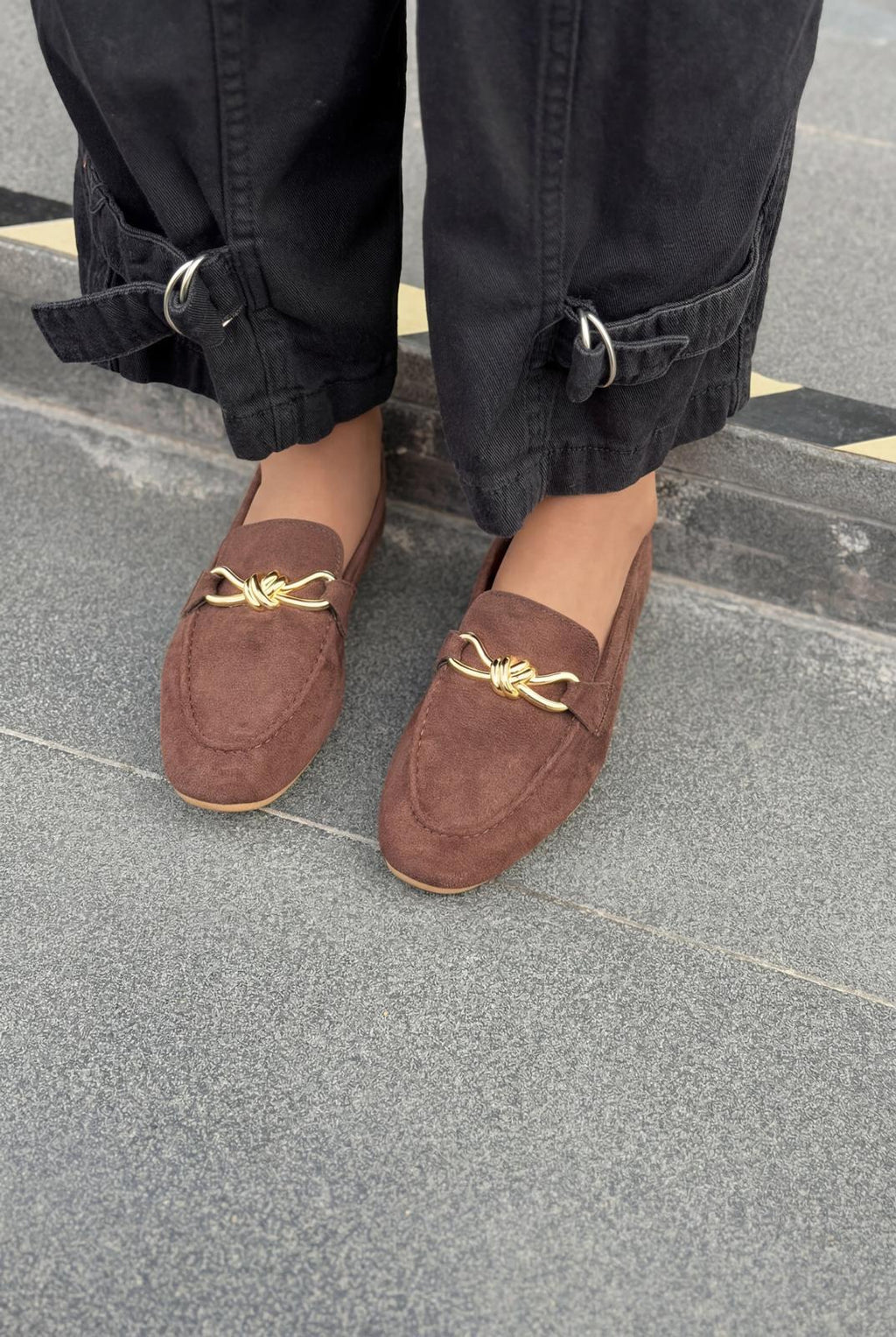 Avelis Light Brown Suede Bow Detail Women's Loafers