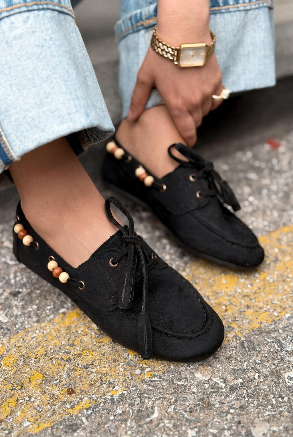 Brion Black Suede Women's Oxford Shoes