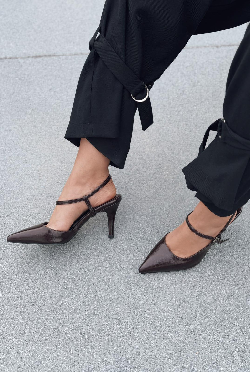 Lorent Light Brown Crinkled Faux Leather Women's Stilettos
