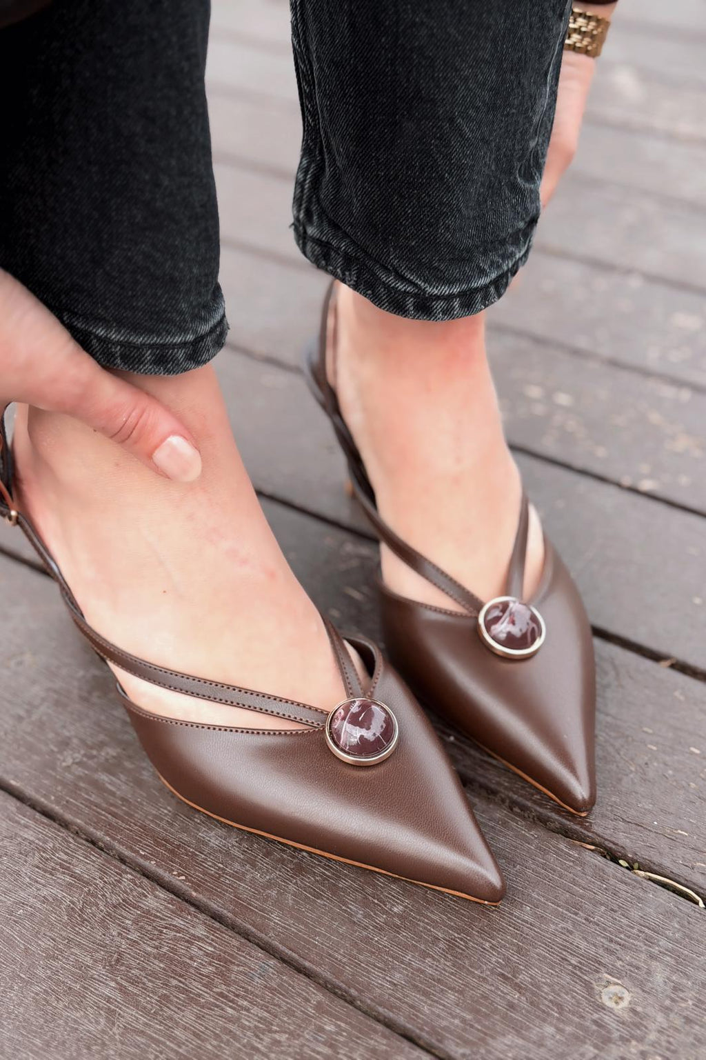 Lorisse Light Brown Faux Leather Women's Stiletto