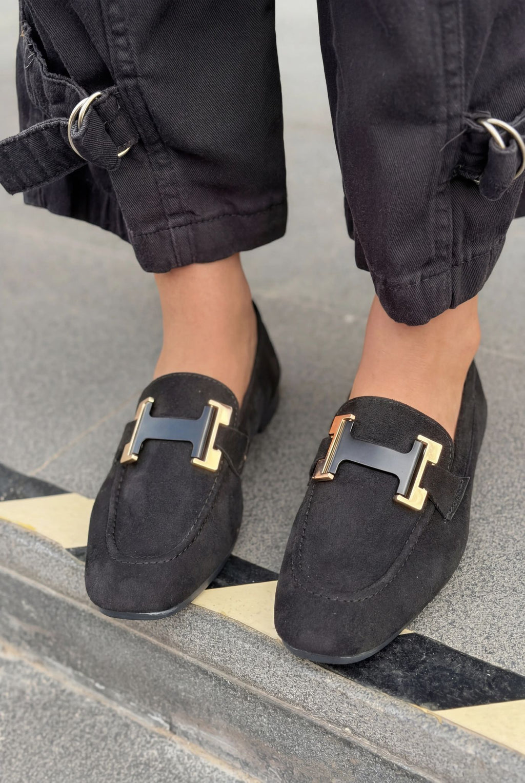 Elara Black Suede Women's Loafers