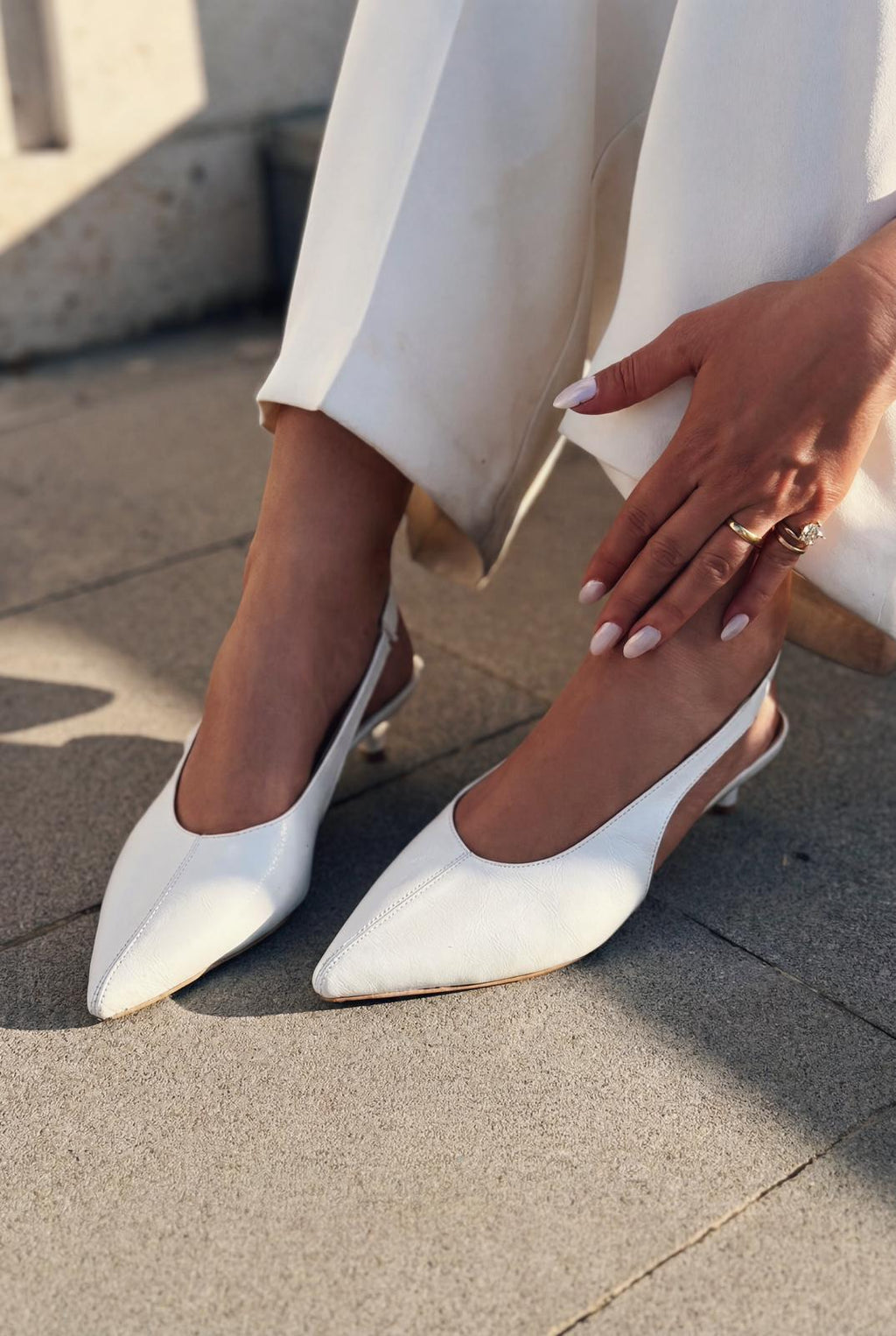 Selor White Faux Leather Women's Stilettos