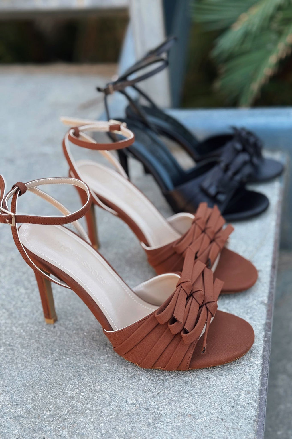 Yanoxse Brown Satin Bow Detail Women's Pumps