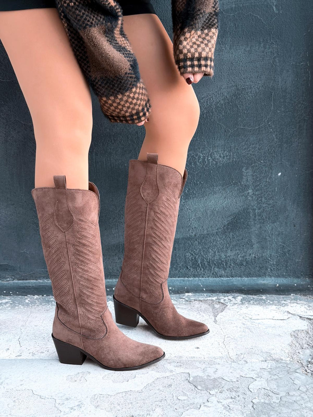 Marvett Brown Suede Women's Cowboy Boots
