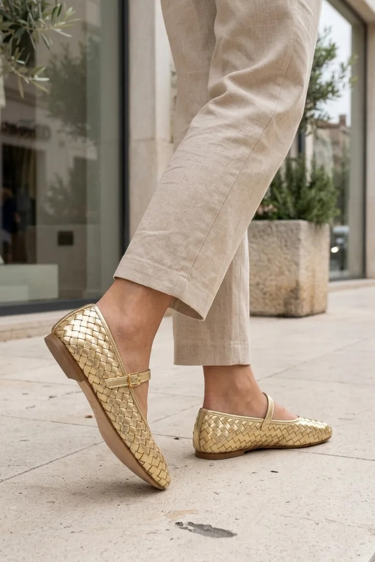 Roselle Gold Patent Faux Leather Women's Flats