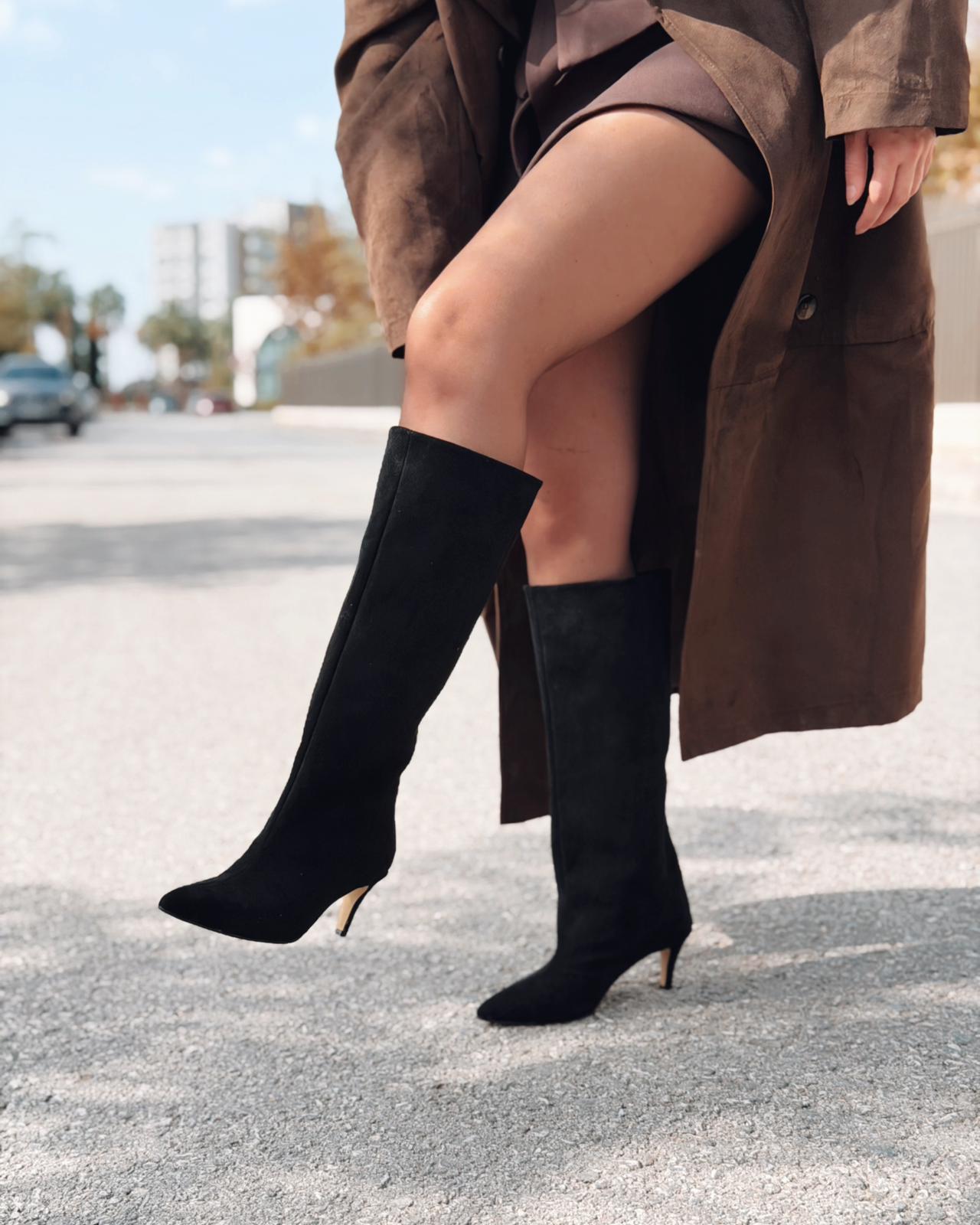 Gwen Black Suede Women's Pumps Boots