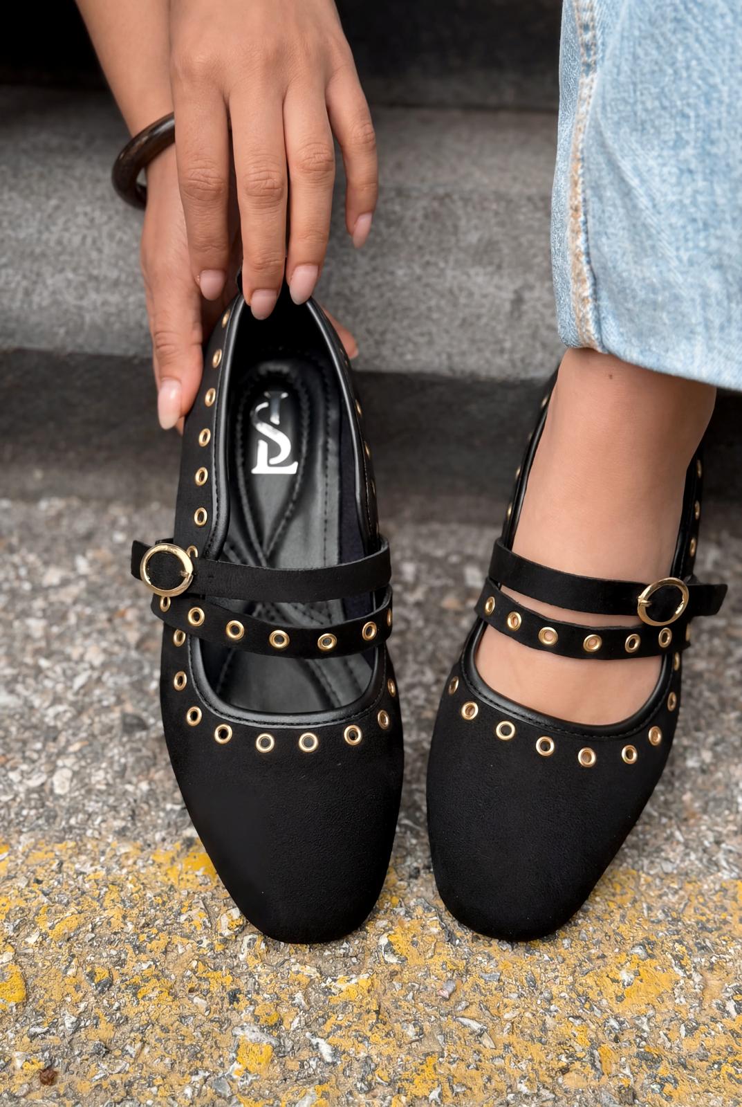 Elia Black Suede Women's Flats