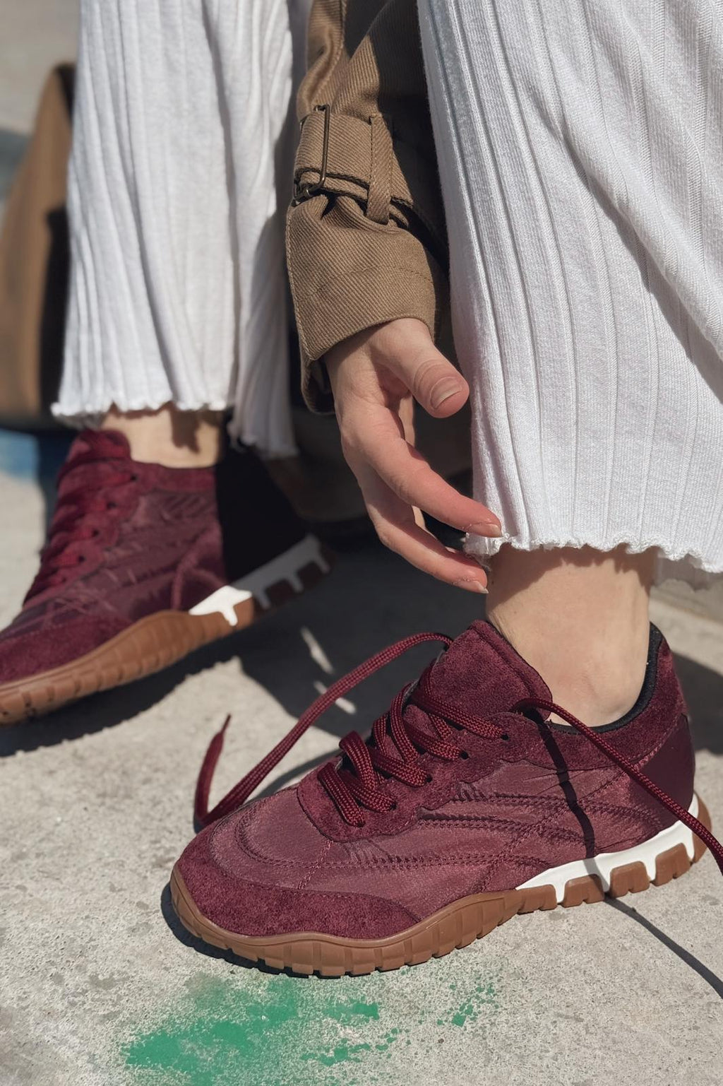 Romine Burgundy Parachute Fabric Women's Sneakers