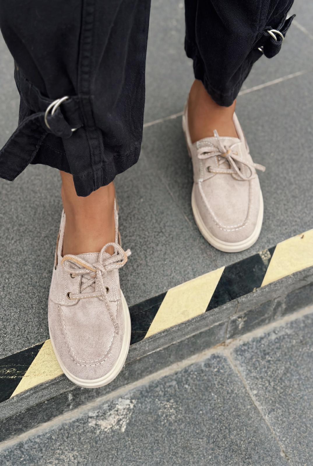 Morin Taupe Suede Women's Oxford Shoes