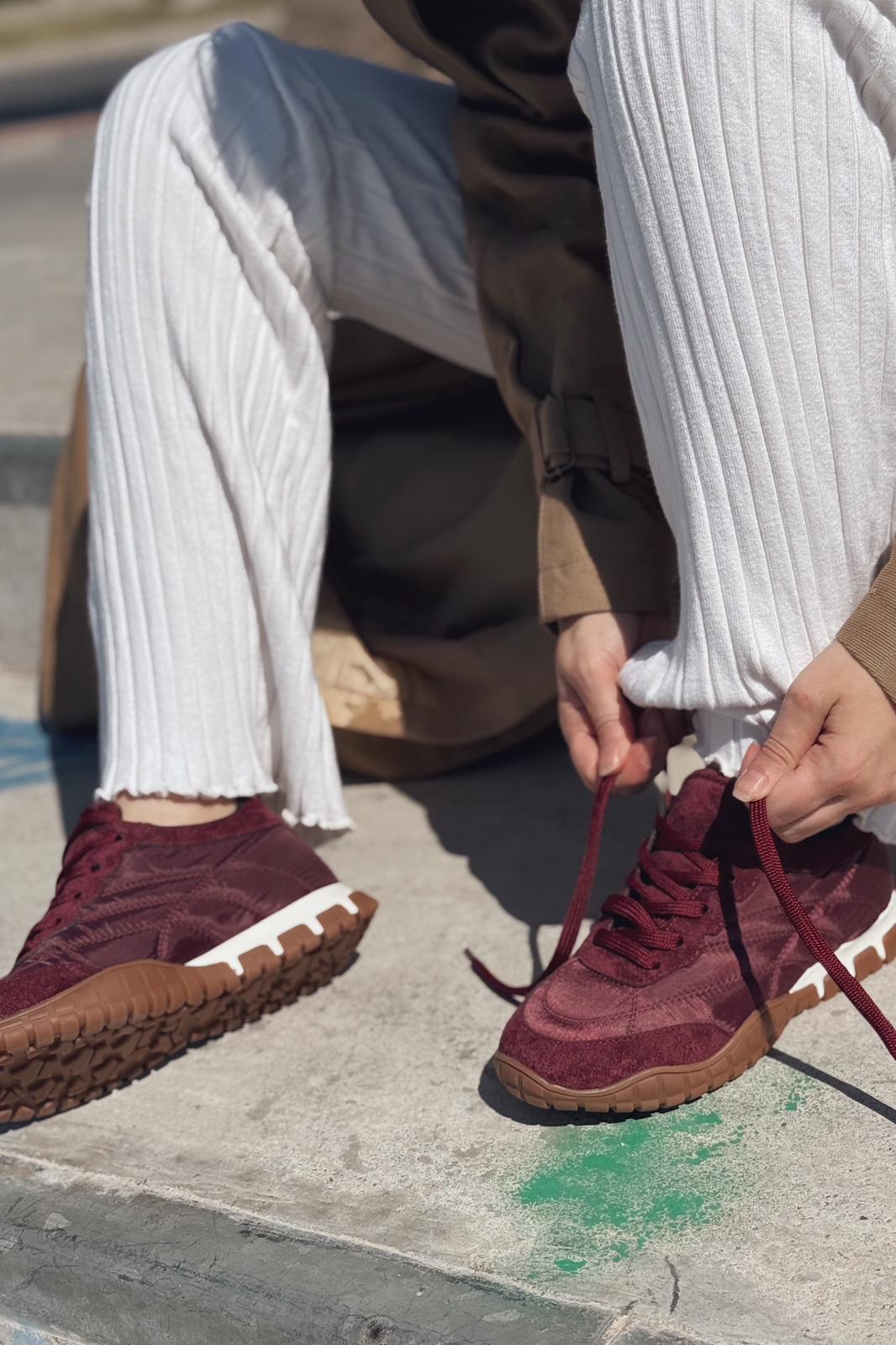 Romine Burgundy Parachute Fabric Women's Sneakers