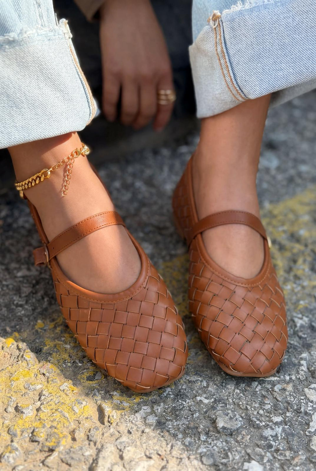 Roselle Tan Faux Leather Women's Flats
