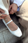 Edwons White Tweed Pattern Women's Flats