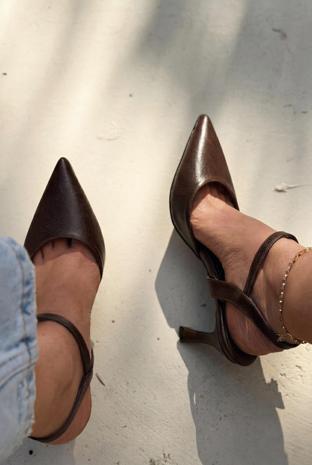 Beloria Light Brown Faux Leather Stilettos