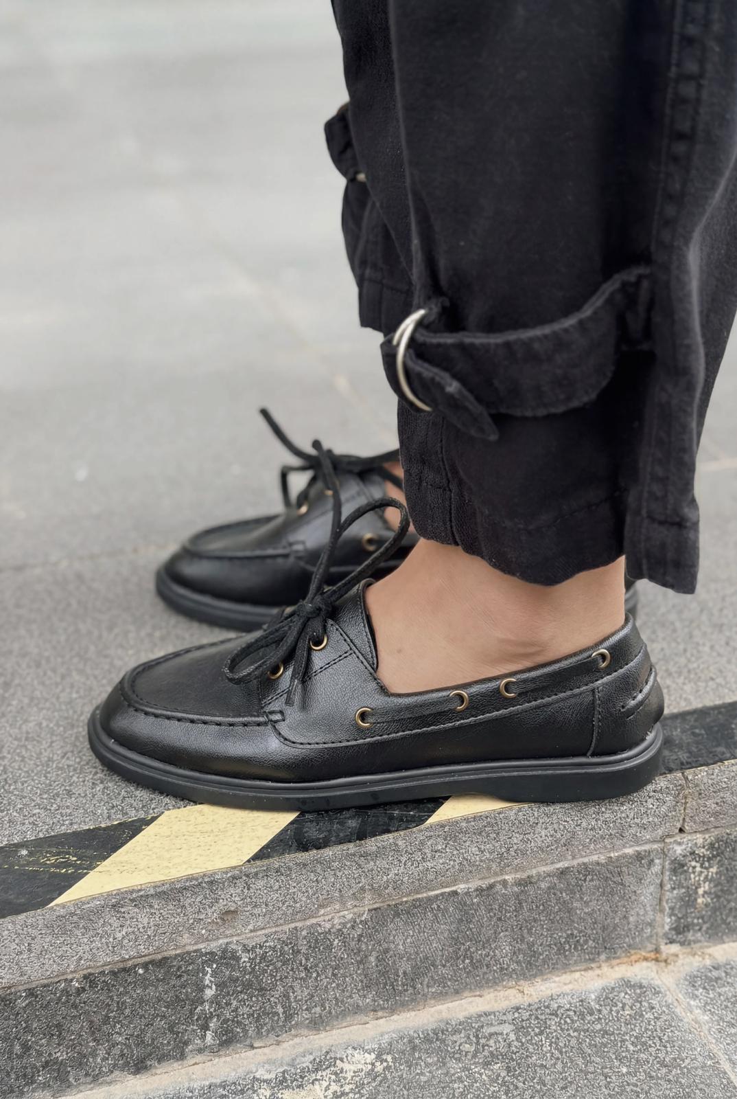 Morin Black Faux Leather Women's Oxford Shoes