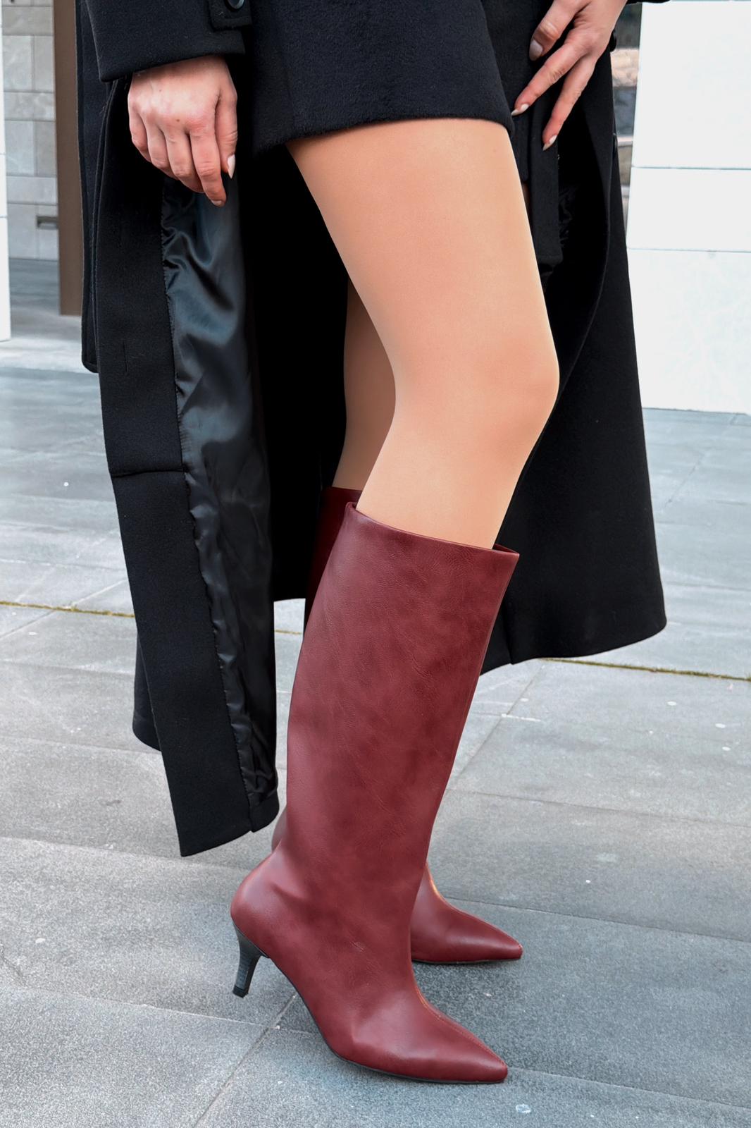 Remni Bordeaux Faux Leather Women's Pumps Boots