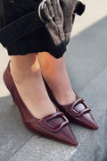 Finrel Burgundy Patent Faux Leather Women's Stilettos