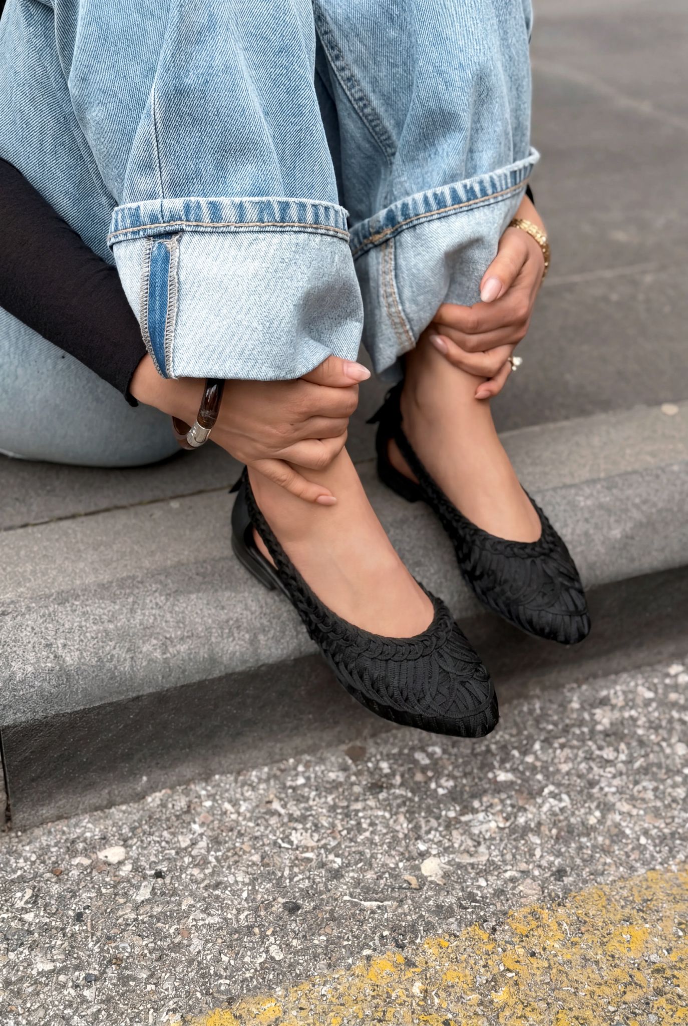 Morvik Black Synthetic Leather Women's Flats