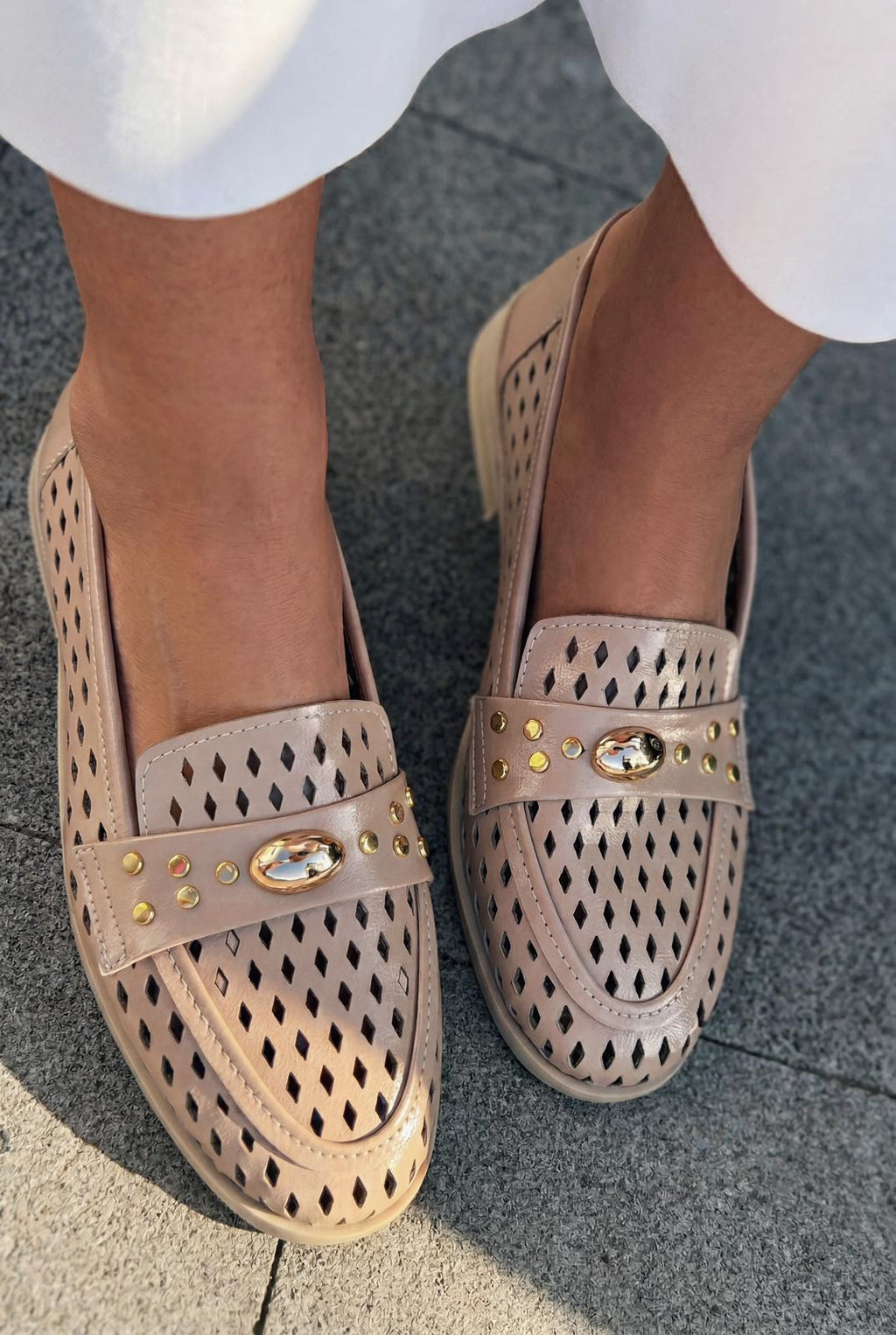 Ardion Beige Faux Leather Women's Loafers