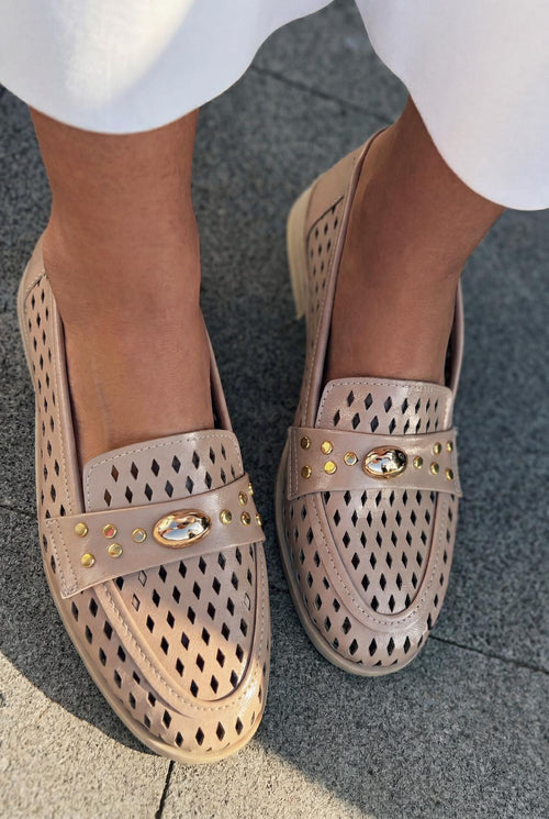 Ardion Beige Faux Leather Women's Loafers