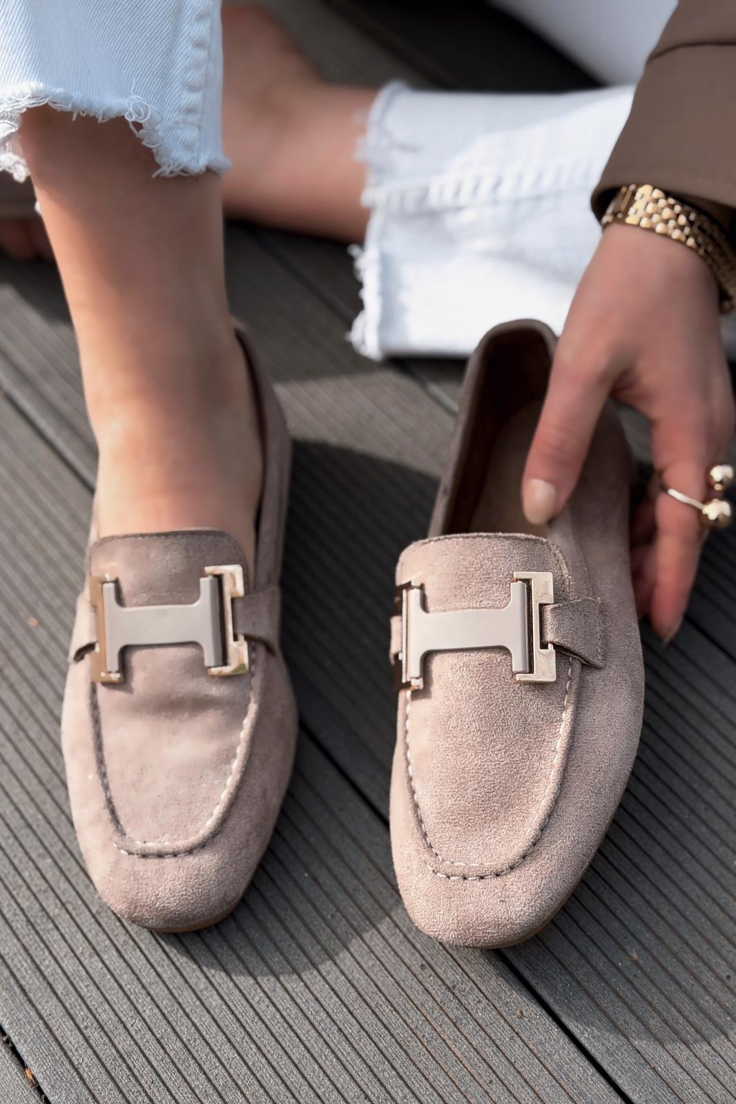 Elara Taupe Suede Women's Loafers