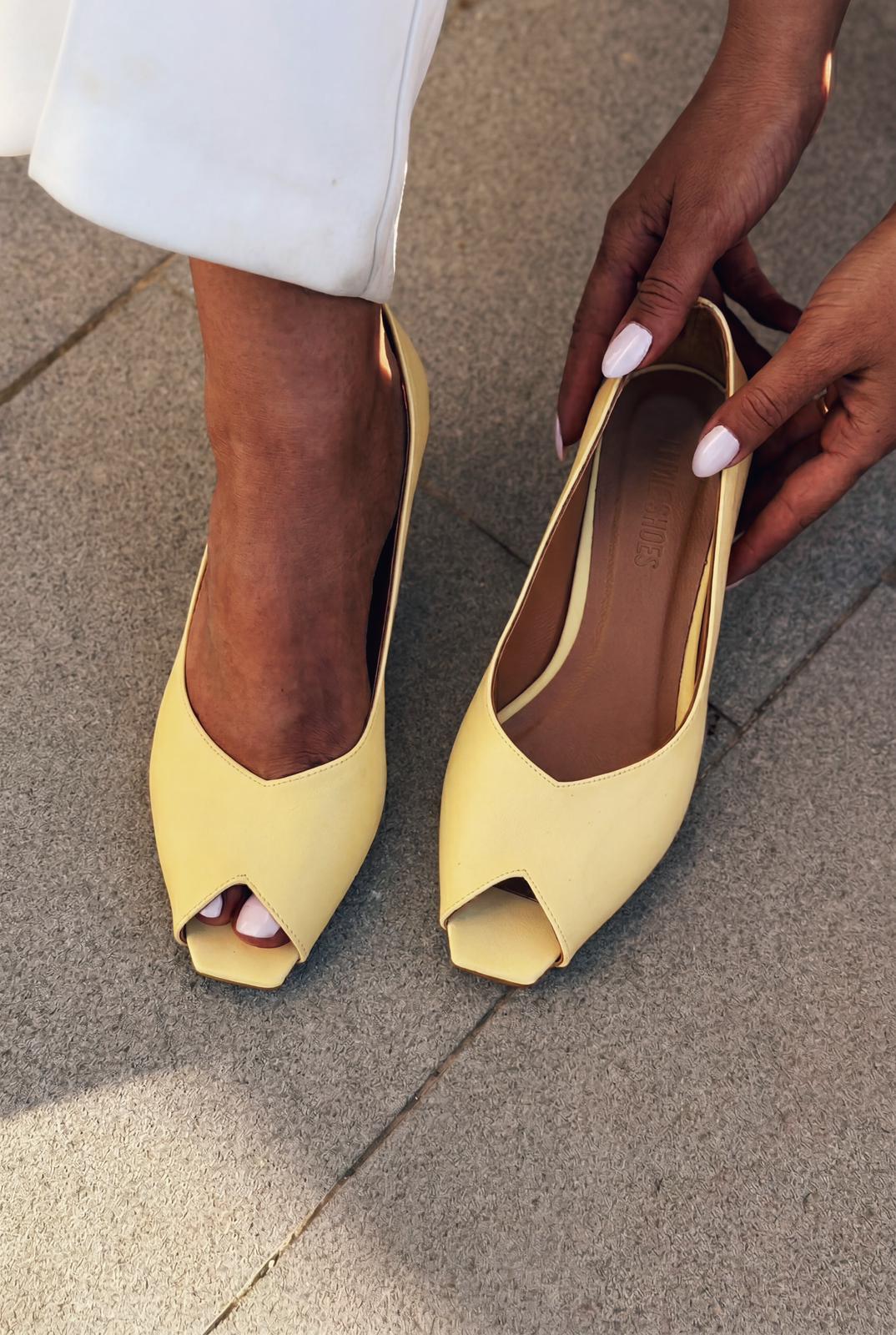 Norvion Yellow Genuine Leather Faux Leather Women's Pumps