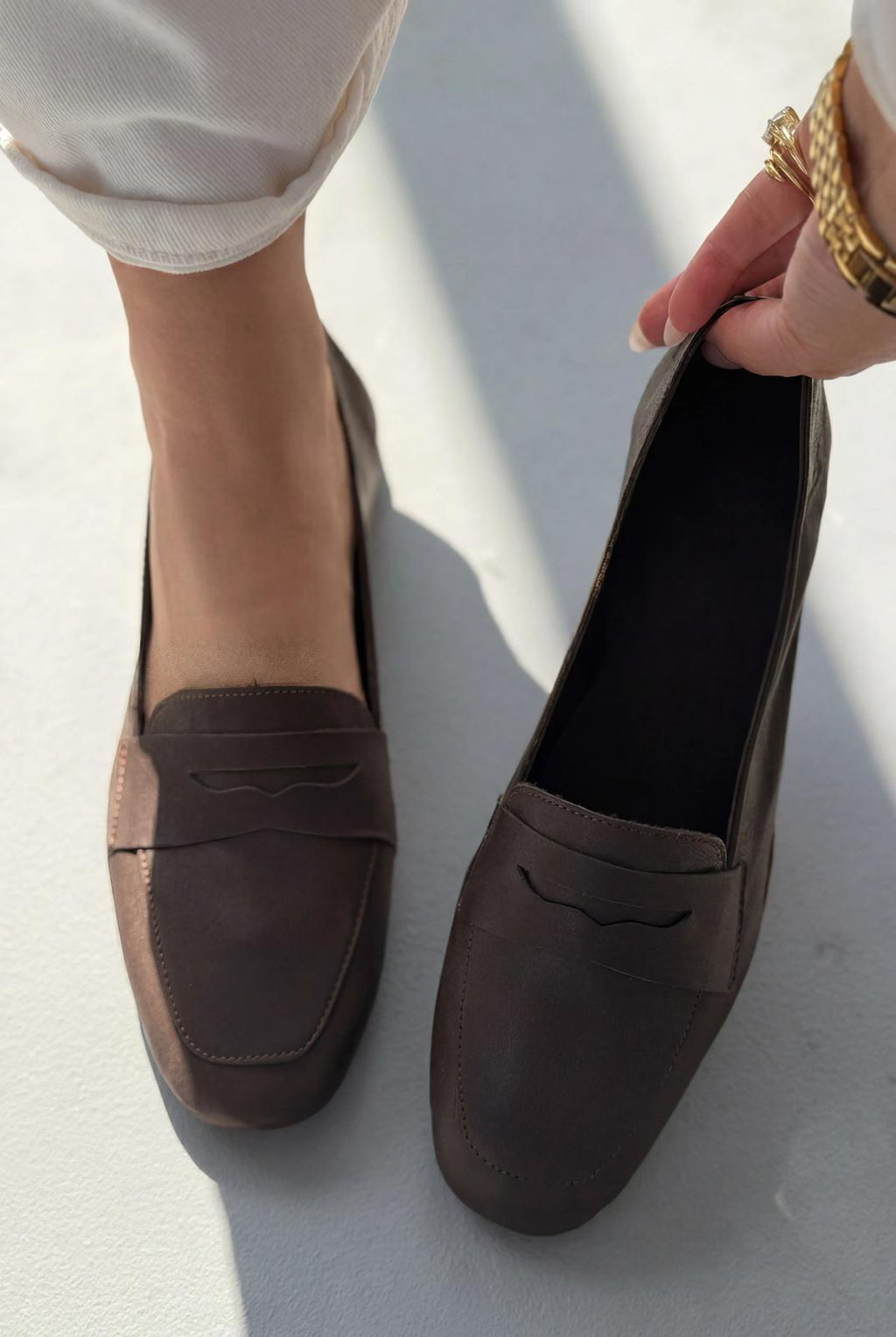 Melniel Light Brown Genuine Leather Women's Loafers