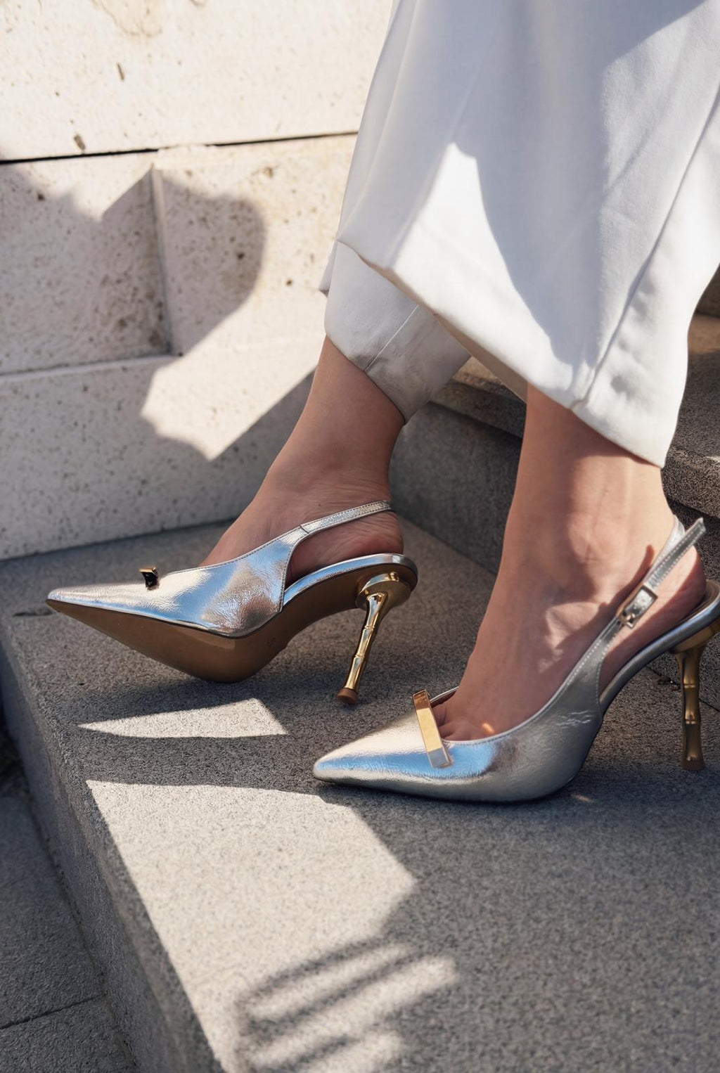 Norloven Silver Patent Faux Leather Women's Stilettos