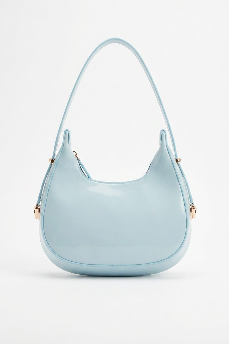 Sermic Baby Blue Patent Faux Leather Women's Handbag