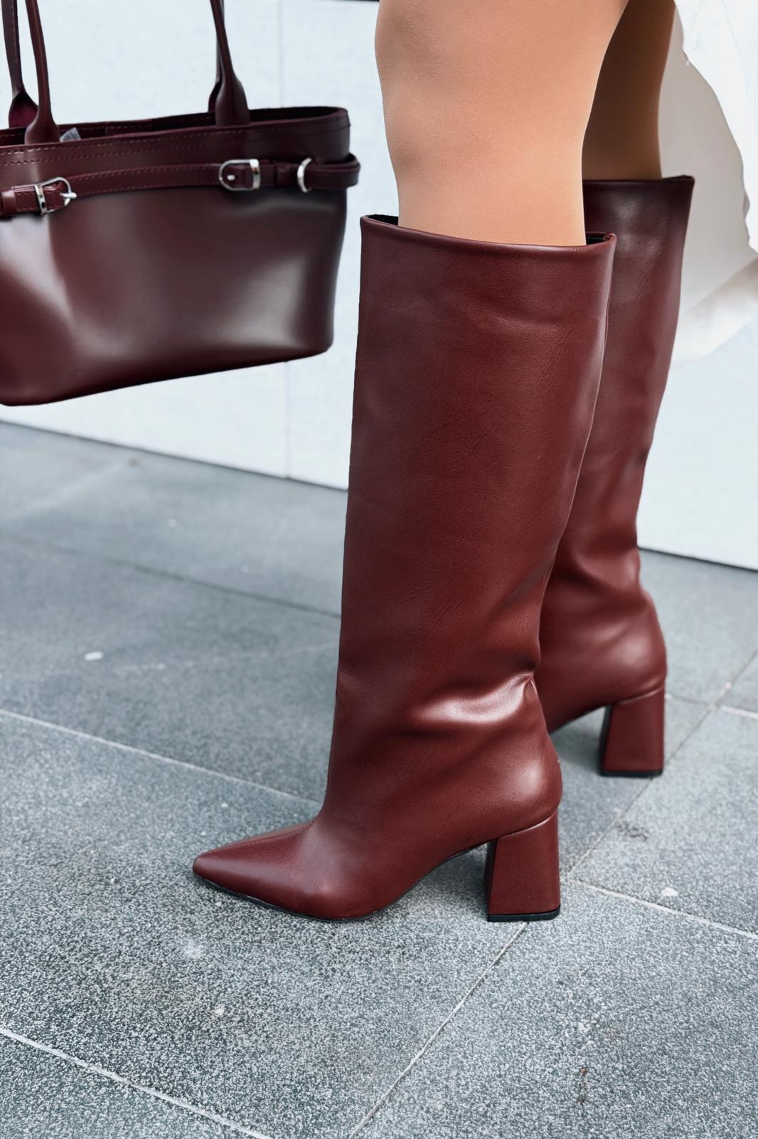 Jarlene Women's Pumps Boots Burgundy Faux Leather