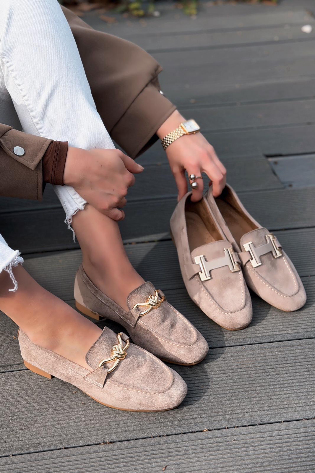 Elara Taupe Suede Women's Loafers