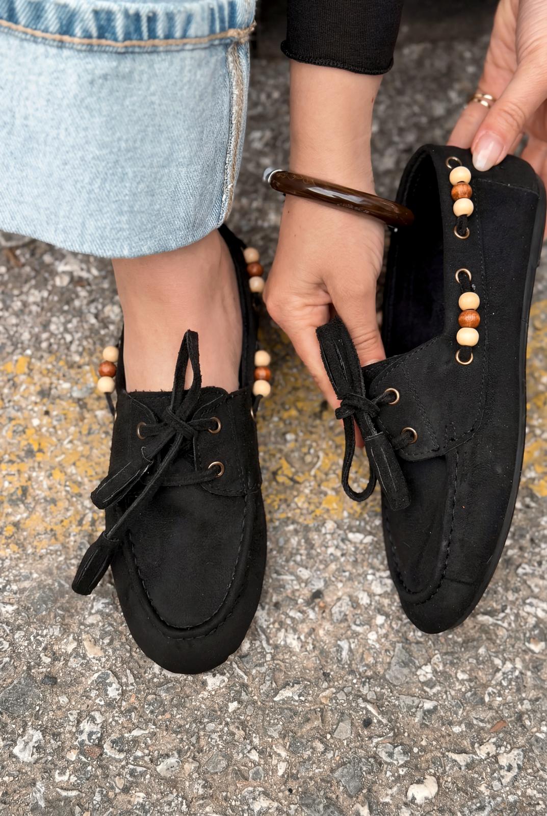 Brion Black Suede Women's Oxford Shoes