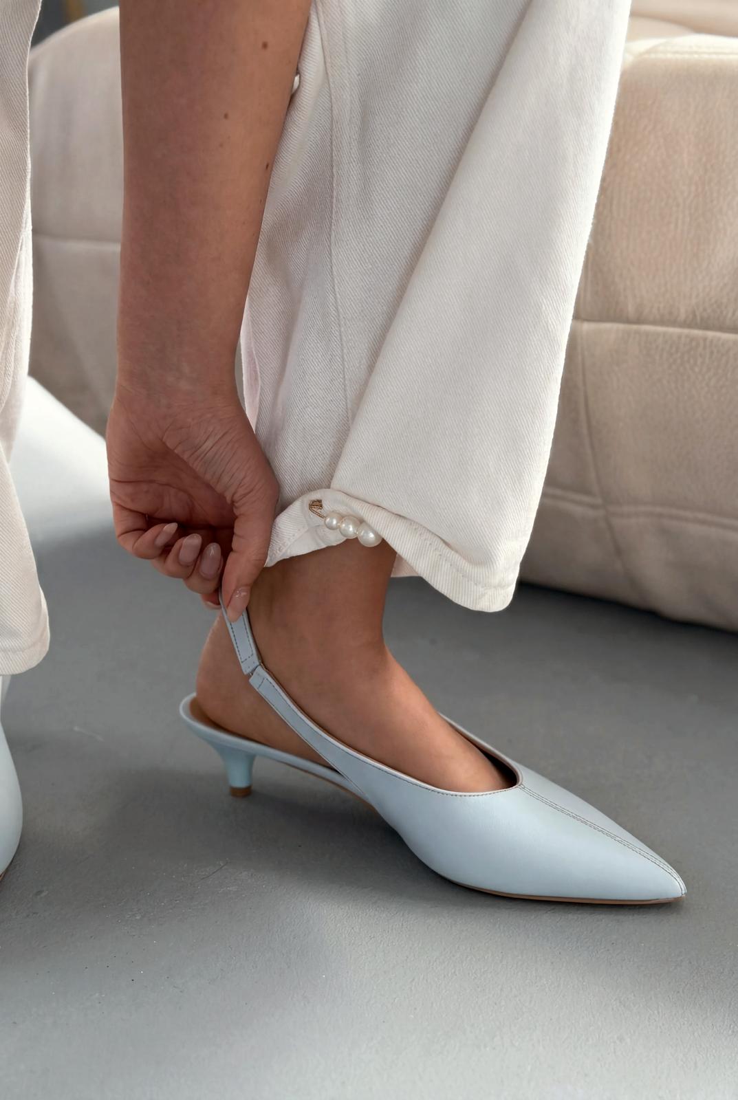 Selor Baby Blue Genuine Leather Faux Leather Women's Stilettos