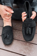 Olena Black Suede Women's Loafers