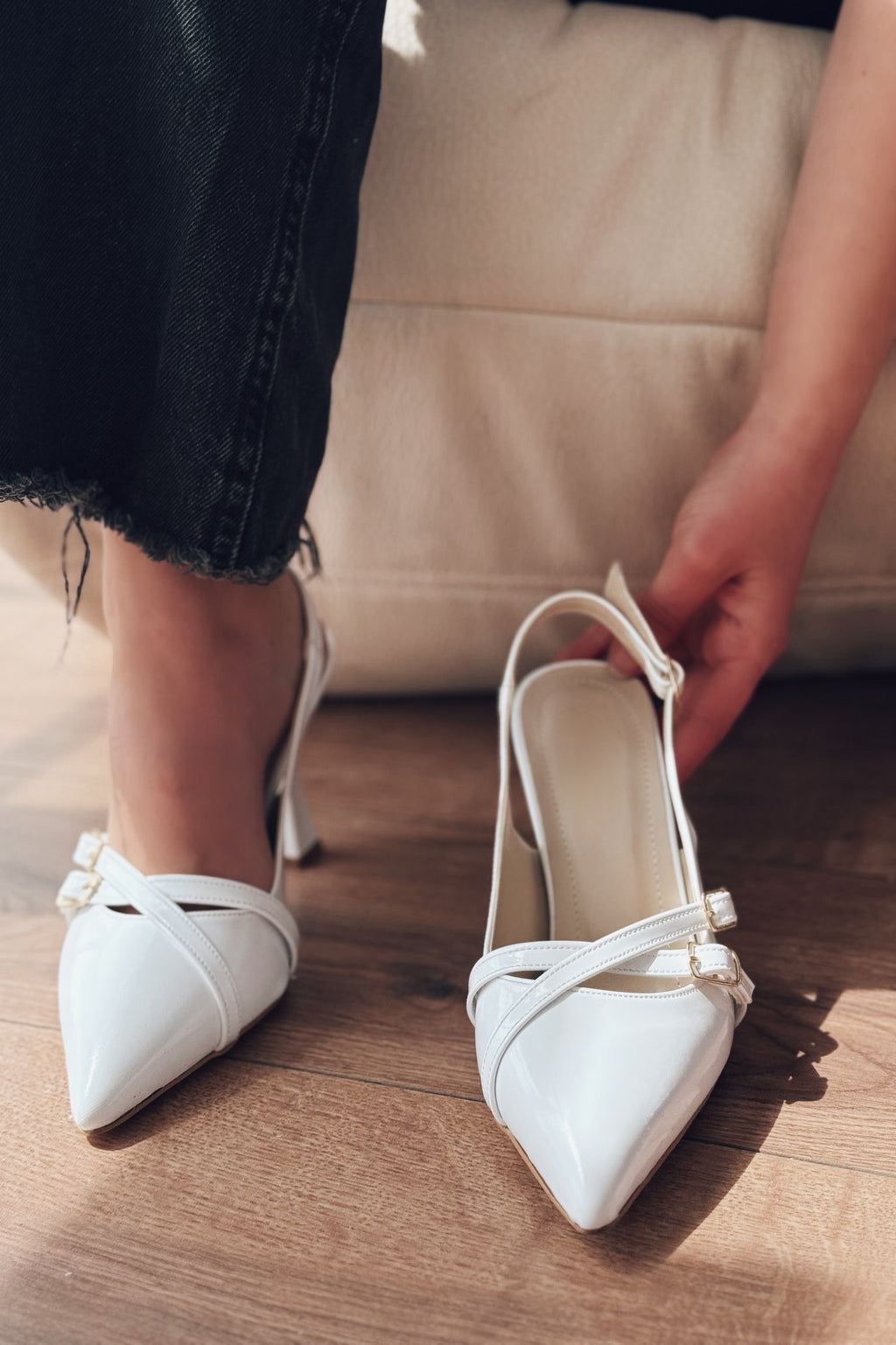 Jolira White Patent Faux Leather Women's Stilettos