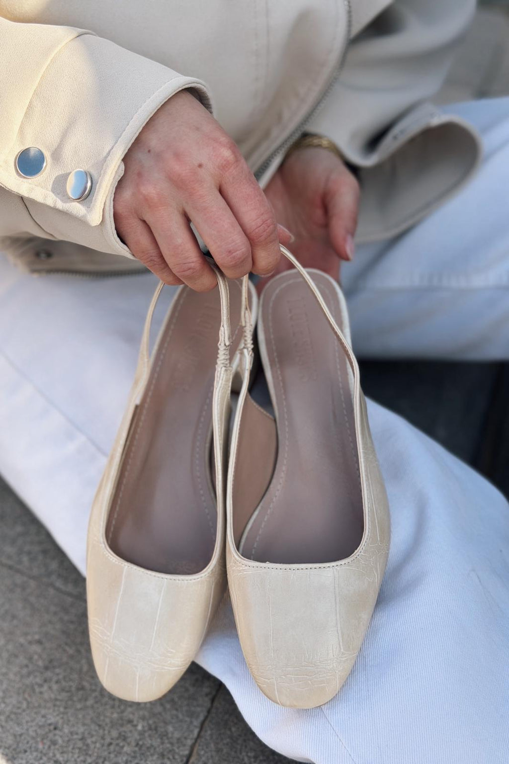 Solen Beige Faux Leather Women's Mary Jane