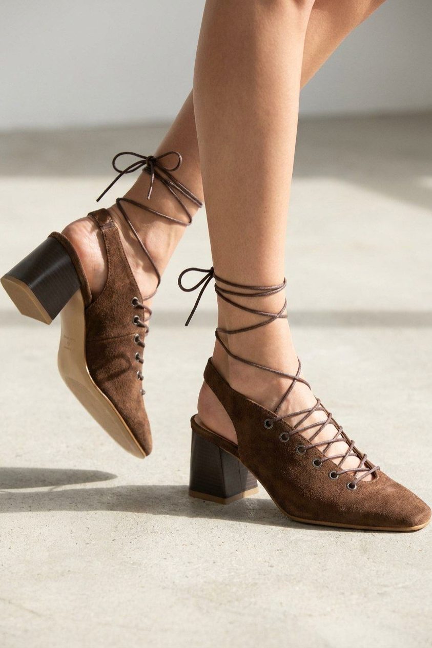 Yorella Dark Brown Suede Women's Pumps
