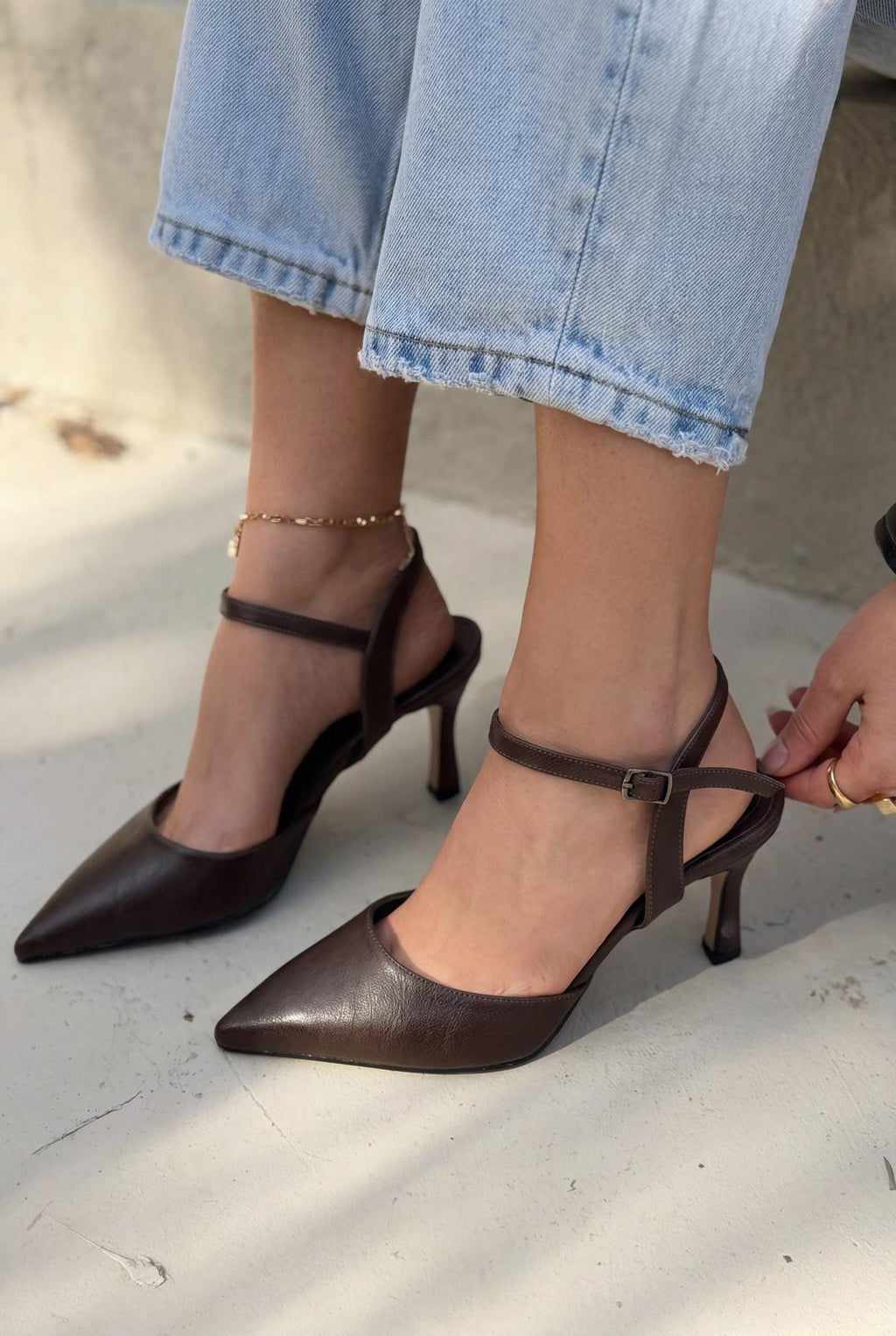 Beloria Light Brown Faux Leather Stilettos